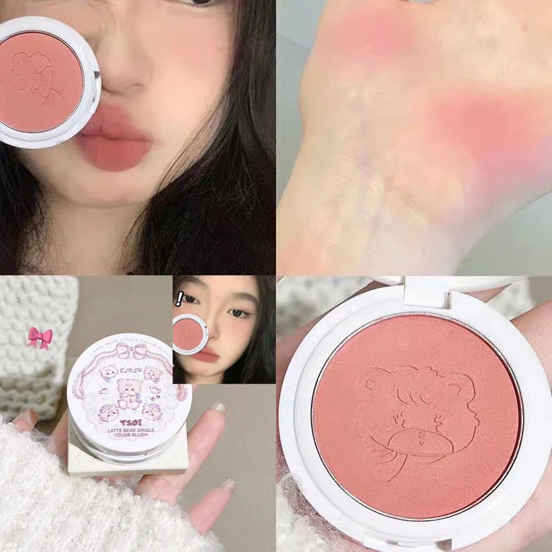 Cute Powder Blusher Natural Matte Brightening Rouge Peach Pink Blusher Face Cheek Tint Blush Contour Makeup Palette Cosmetics