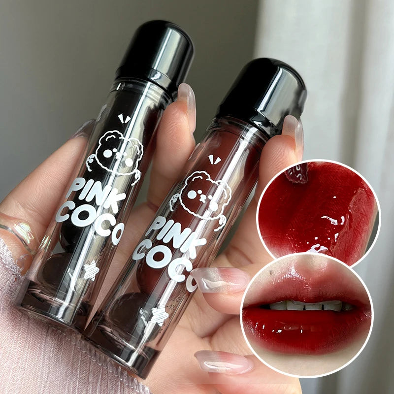 Punk Juice Red Lipgloss Black Mirror Glass Water Light Clear Lip Glaze Waterproof Non Stick Liquid Lipstick Nude Lip Tint Makeup