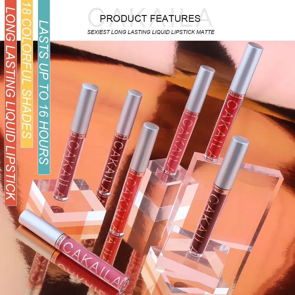 Liquid Lipstick Lip Makeup Women Beauty Red Nonstick Cup Waterproof Lip Gloss Sexy Long Lasting Velvet Matte Lip Gloss