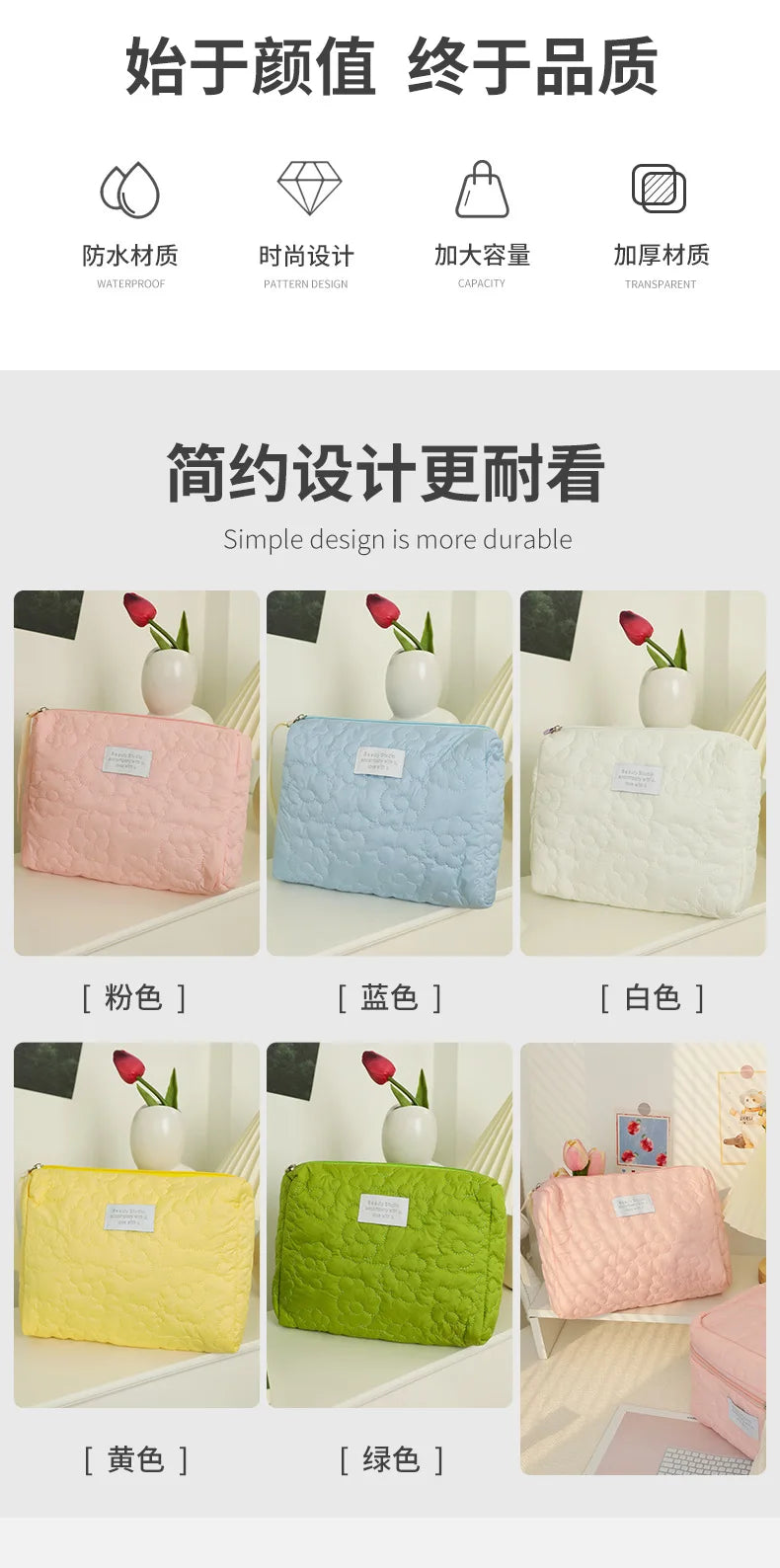 New Flower Pattern Women Makeup Bag Toiletries Cosmetic Organizer Zipper Bag Travel Wash Pouch Cosmetic Bag Female Make Up Bags