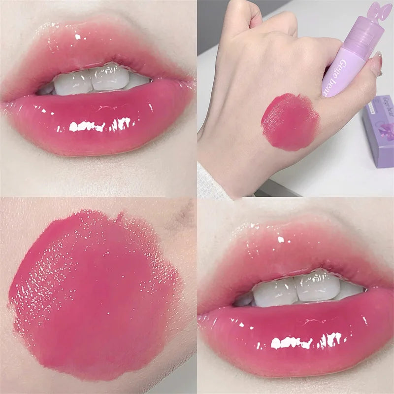 Waterproof Mirror Bow Tie Lip Gloss 6 Colors Sparkling Glitter Liquid Lipstick Shimmer Pearl Lip Gloss Jelly Lip Korean Make Up