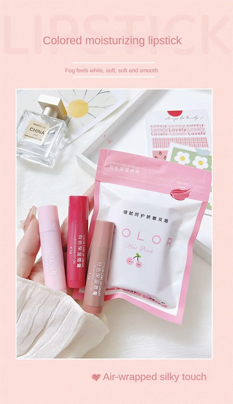 Moisturize Lip Balm Lipstick Hydrate Cute Girl Plump Lip Water Light Lip Glaze Makeup Korean Lipstick Cosmetic 3 Colors