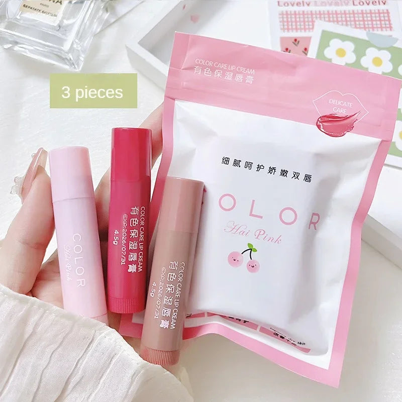 Moisturize Lip Balm Lipstick Hydrate Cute Girl Plump Lip Water Light Lip Glaze Makeup Korean Lipstick Cosmetic 3 Colors