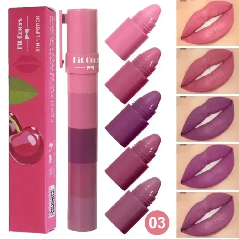 4 in 1 Cute Matte Lipstick Crayon Kit Combo Purple Lip Tint Velvet Sexy Moisturizing Lipstick Pen Waterproof Lasting Lip Makeup