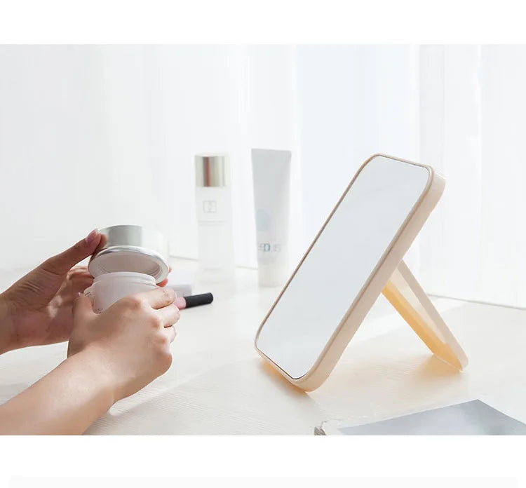 Small Folding Makeup Mirror Portable Makeup Mirror Student Dormitory Desktop Desktop Small Mirror Wholesale Square Mirrors