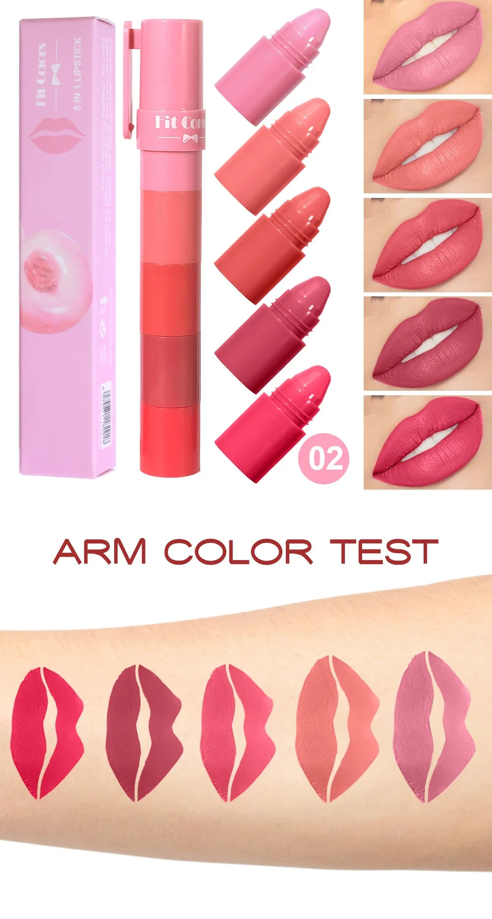 4 in 1 Cute Matte Lipstick Crayon Kit Combo Purple Lip Tint Velvet Sexy Moisturizing Lipstick Pen Waterproof Lasting Lip Makeup