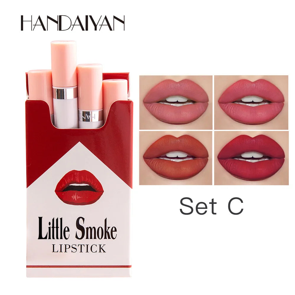 4 PCS Waterproof Matte Lipsticks Korean Cosmetics Makeup for Women