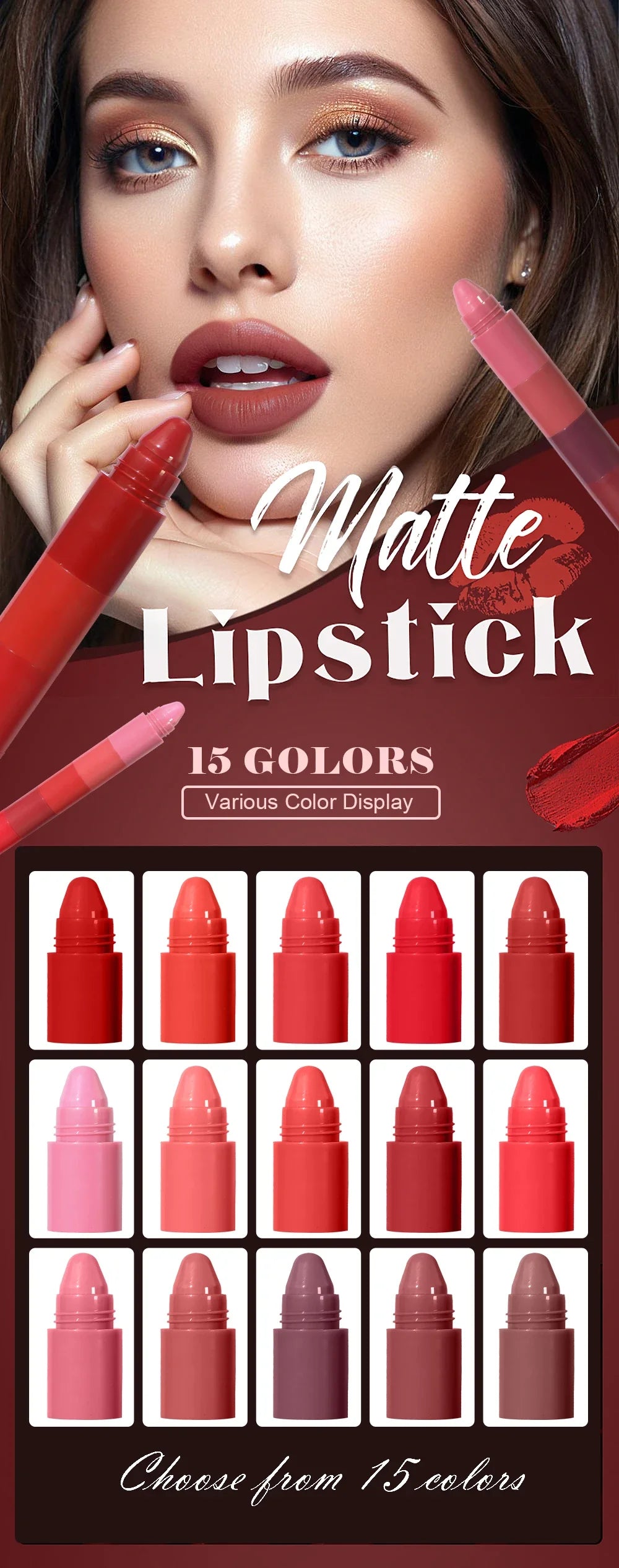 4 in 1 Cute Matte Lipstick Crayon Kit Combo Purple Lip Tint Velvet Sexy Moisturizing Lipstick Pen Waterproof Lasting Lip Makeup