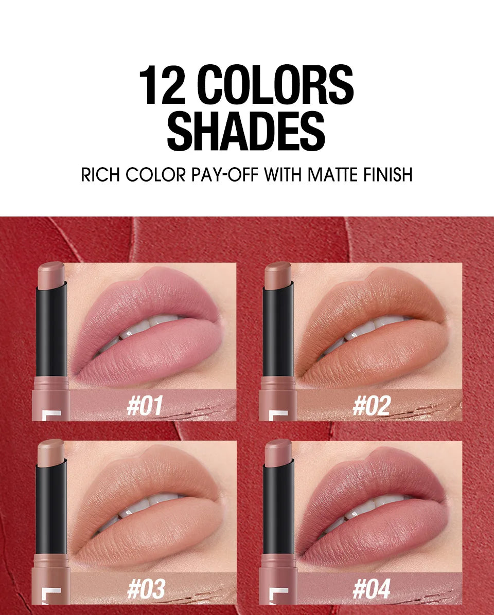 LANGMANNI 12 Color Matte Lipstick Soft Silky Texture Quick Dry Waterproof Long Lasting Non Fading Fashion Hot Sales Lipstick 2g