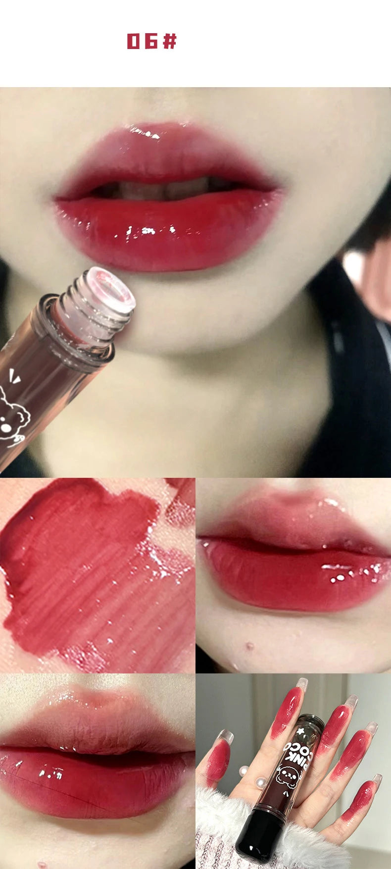 Punk Juice Red Lipgloss Black Mirror Glass Water Light Clear Lip Glaze Waterproof Non Stick Liquid Lipstick Nude Lip Tint Makeup