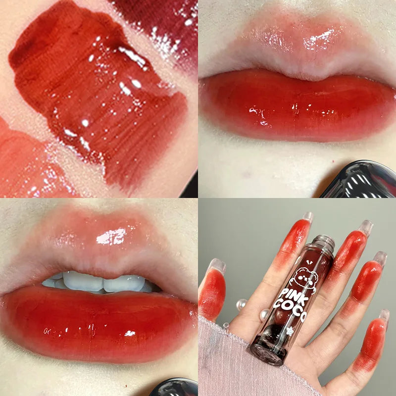 Punk Juice Red Lipgloss Black Mirror Glass Water Light Clear Lip Glaze Waterproof Non Stick Liquid Lipstick Nude Lip Tint Makeup