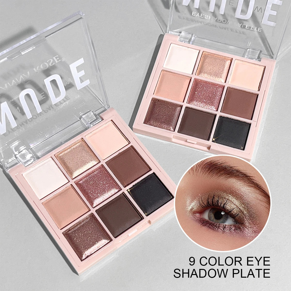 9-Color Eyeshadow Palette with Fine Glitter, Shimmer, Matte, Milk Tea Shades; Mini, Daily Use, Student-Friendly Makeup