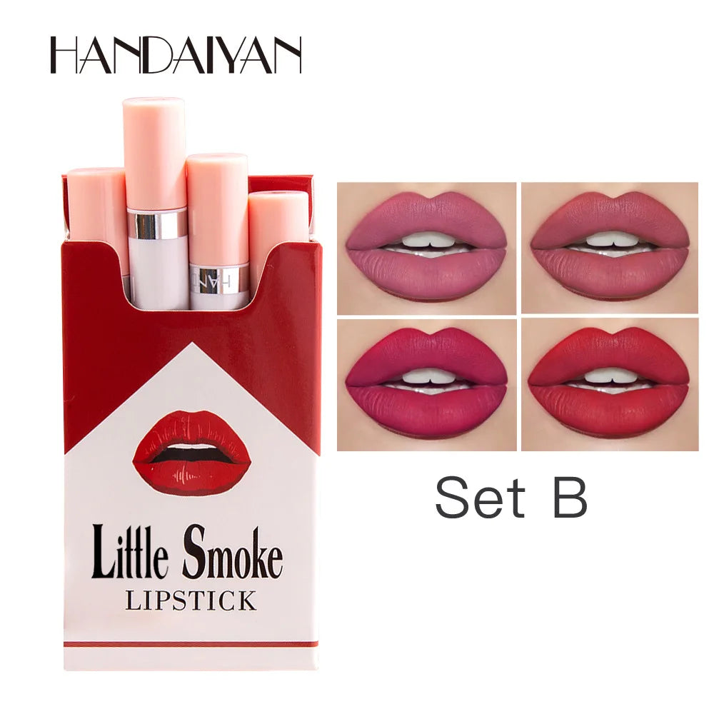 4 PCS Waterproof Matte Lipsticks Korean Cosmetics Makeup for Women