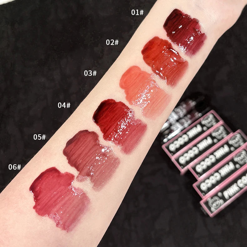 Punk Juice Red Lipgloss Black Mirror Glass Water Light Clear Lip Glaze Waterproof Non Stick Liquid Lipstick Nude Lip Tint Makeup