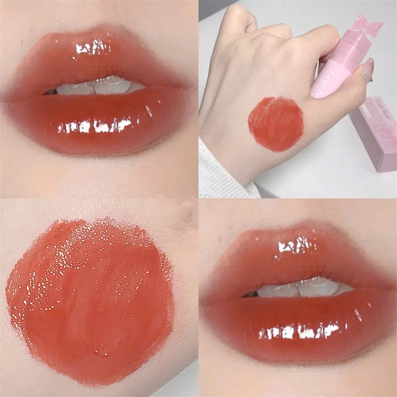 Waterproof Mirror Bow Tie Lip Gloss 6 Colors Sparkling Glitter Liquid Lipstick Shimmer Pearl Lip Gloss Jelly Lip Korean Make Up