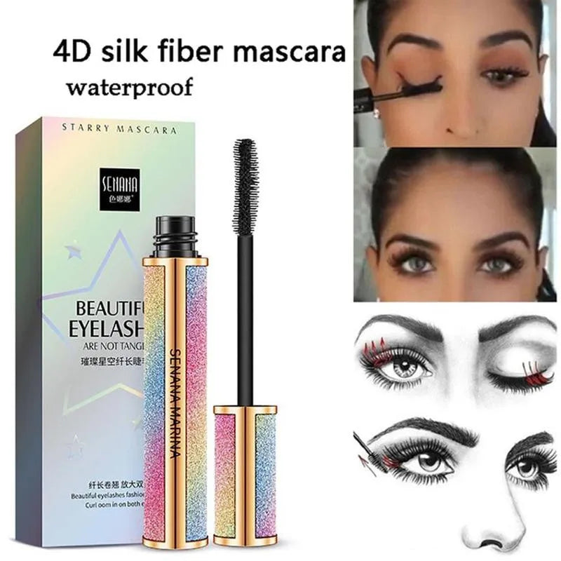 SENANA Marina Mascara Vivid Galaxy 4D Mascara Silk Fiber Lashes Thick Lengthening Mascara Long Black Lash Eyelash Extension