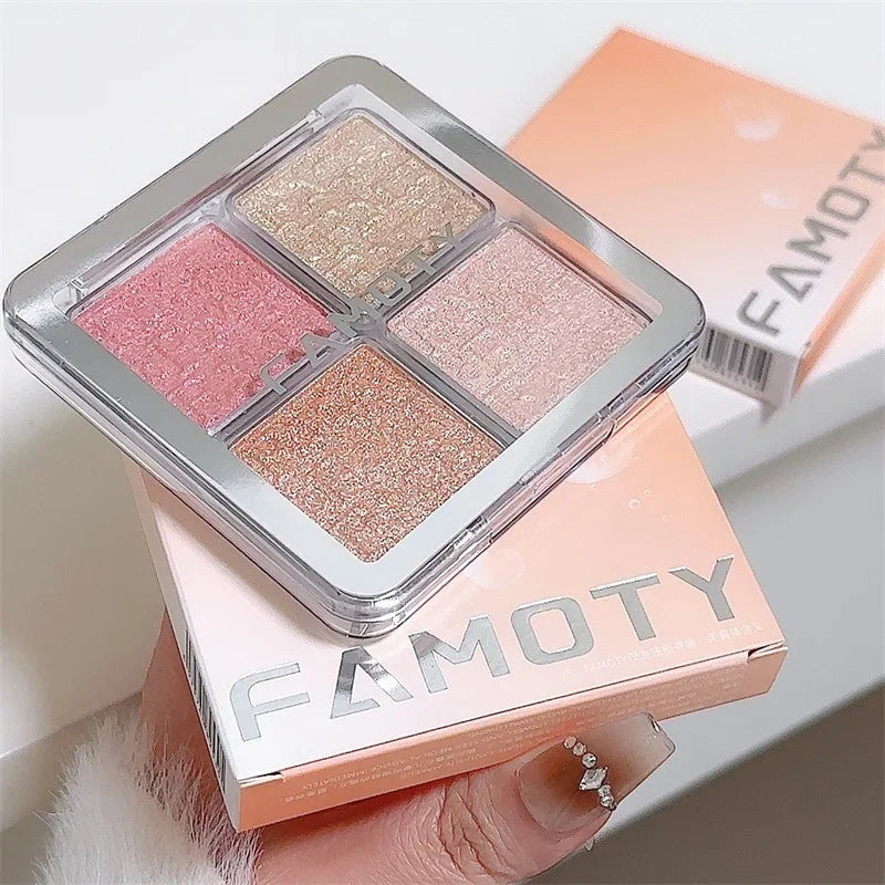 4 Colors Diamond Highlighter Powder Palette Glitter Face Contour Brighten Makeup Shimmer Ultra-concentrated Illuminate Cosmetic