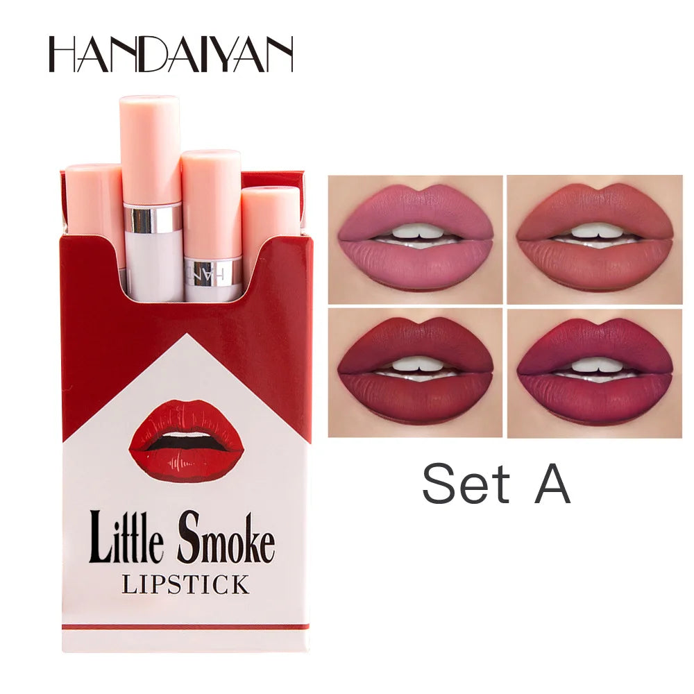 4 PCS Waterproof Matte Lipsticks Korean Cosmetics Makeup for Women