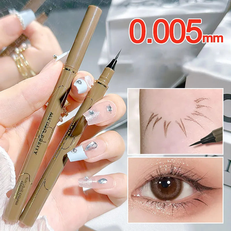 0.005mm Eyeliner Liquid Pen Matte Smooth Quick Dry Waterproof Ultra-thin Eyeliner Lower Eyelash Pen Non Smudging Korean Makeup