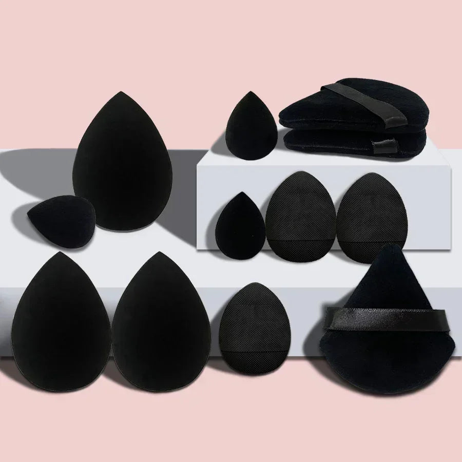 12Pcs Makeup Sponge Velvet Triangle Powder Puff Face Finger Puffs Mini Beauty Egg Liquid Foundation Tools Make Up Accessories