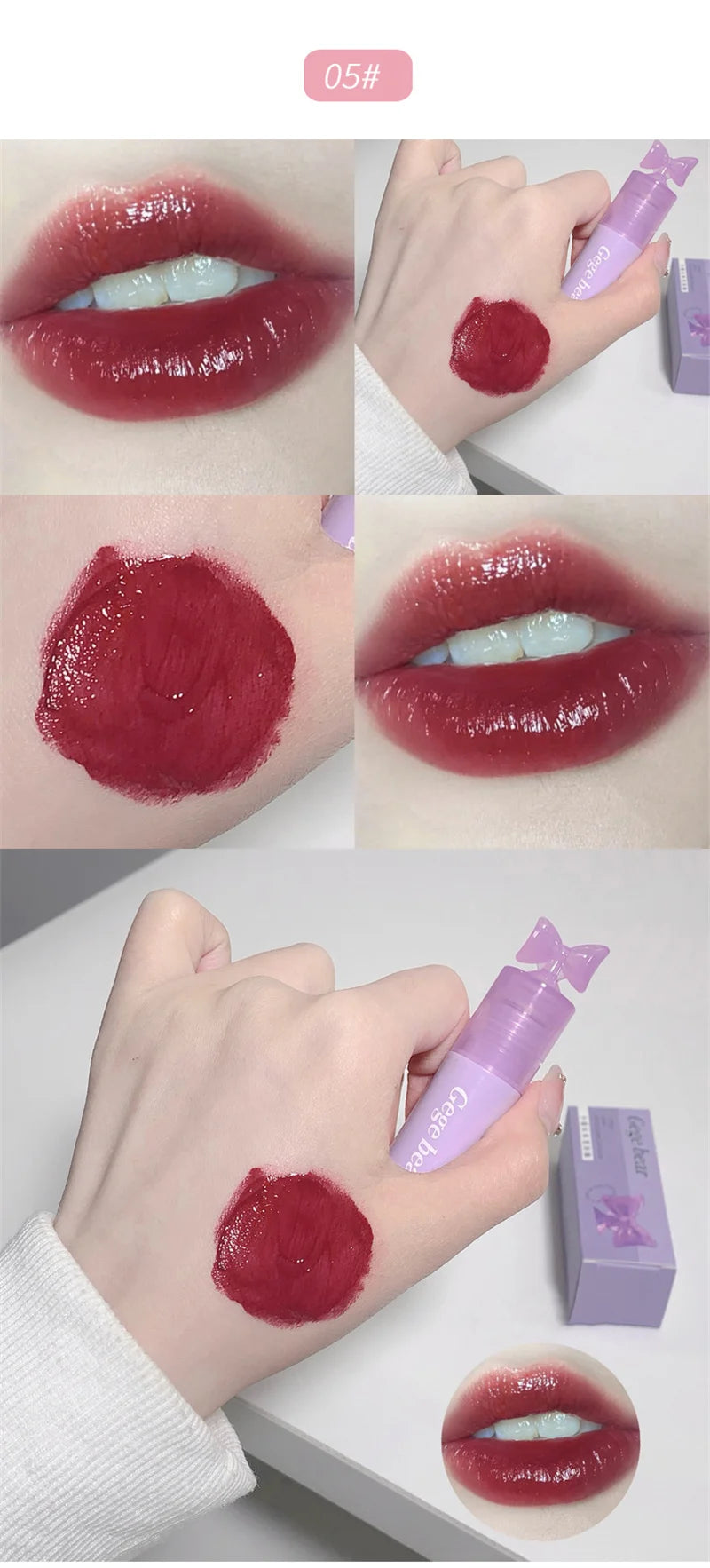 Waterproof Mirror Bow Tie Lip Gloss 6 Colors Sparkling Glitter Liquid Lipstick Shimmer Pearl Lip Gloss Jelly Lip Korean Make Up