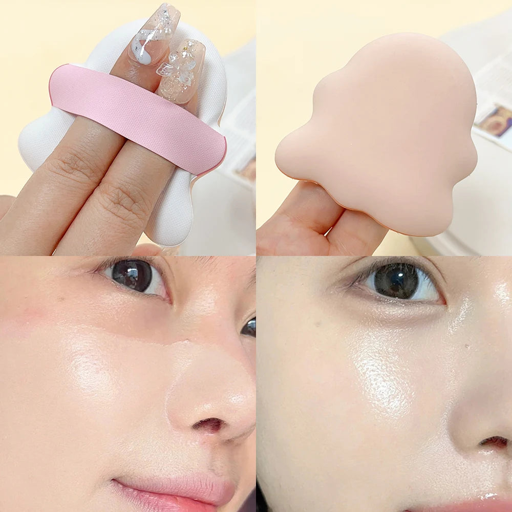 1/15pcs White Ghost Finger Puffs Concealer Foundation Powder Sponge Cosmetics Cushions Face Beauty Tools Wet Dry Use Makeup Puff