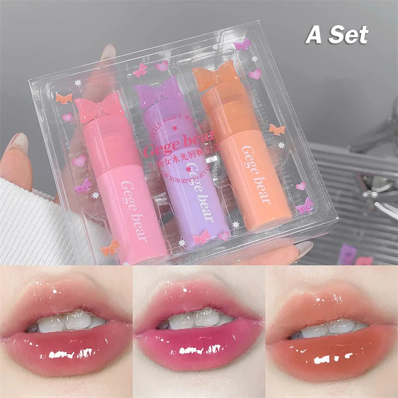 Waterproof Mirror Bow Tie Lip Gloss 6 Colors Sparkling Glitter Liquid Lipstick Shimmer Pearl Lip Gloss Jelly Lip Korean Make Up