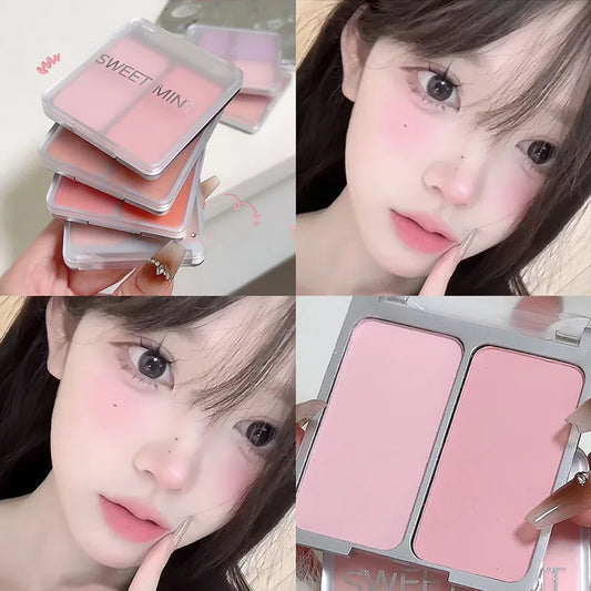 Two-tone Blush Powder Palette Natural Matte Brighten Skin Blusher Milk Peach Pink Purple Apricot Rubor Rouge Korean Dupes Makeup