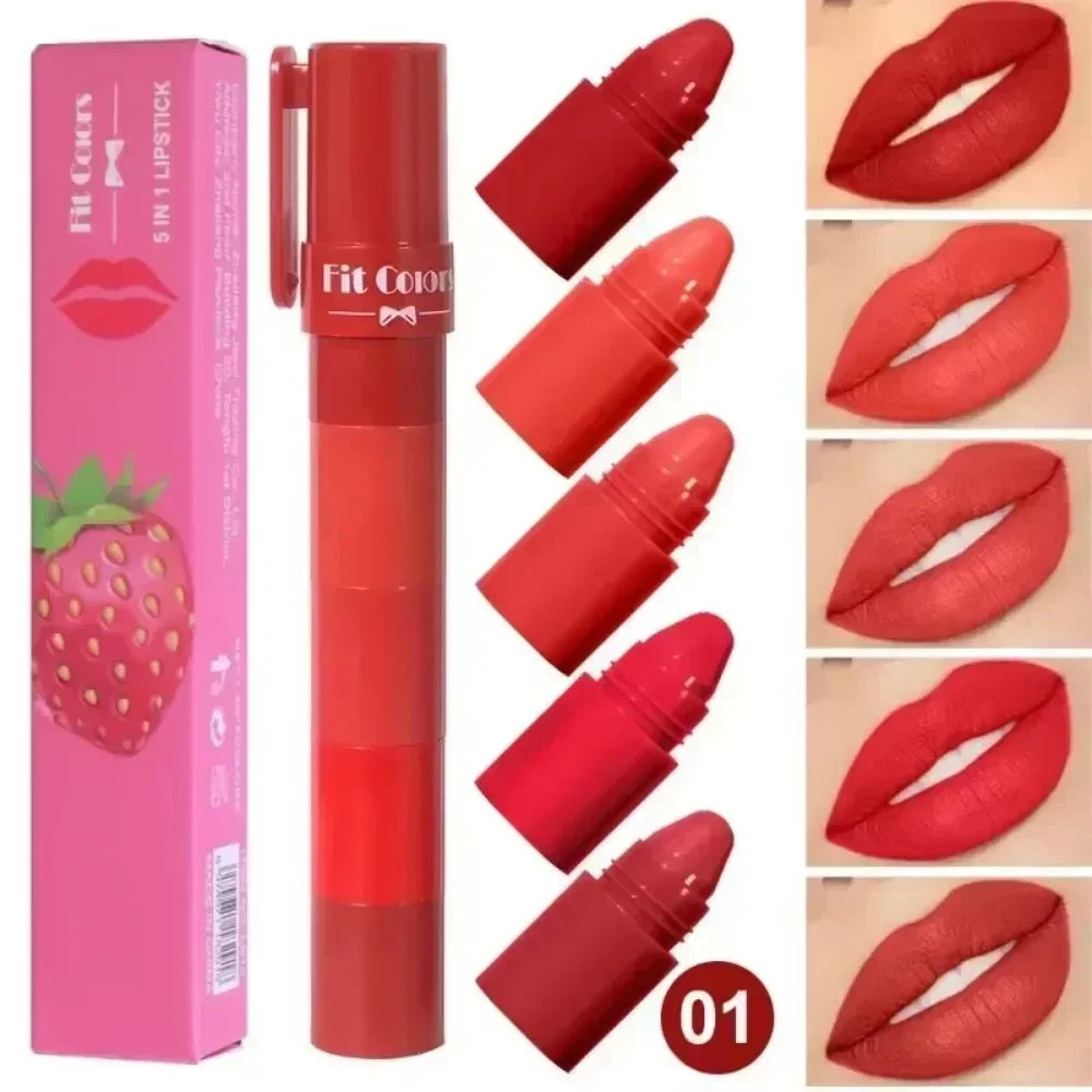 4 in 1 Cute Matte Lipstick Crayon Kit Combo Purple Lip Tint Velvet Sexy Moisturizing Lipstick Pen Waterproof Lasting Lip Makeup