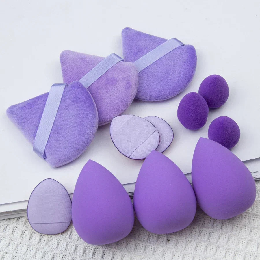 12Pcs Makeup Sponge Velvet Triangle Powder Puff Face Finger Puffs Mini Beauty Egg Liquid Foundation Tools Make Up Accessories