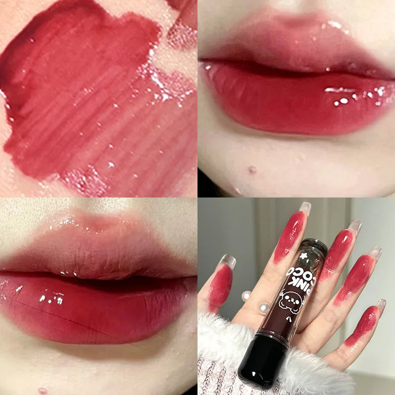 Punk Juice Red Lipgloss Black Mirror Glass Water Light Clear Lip Glaze Waterproof Non Stick Liquid Lipstick Nude Lip Tint Makeup