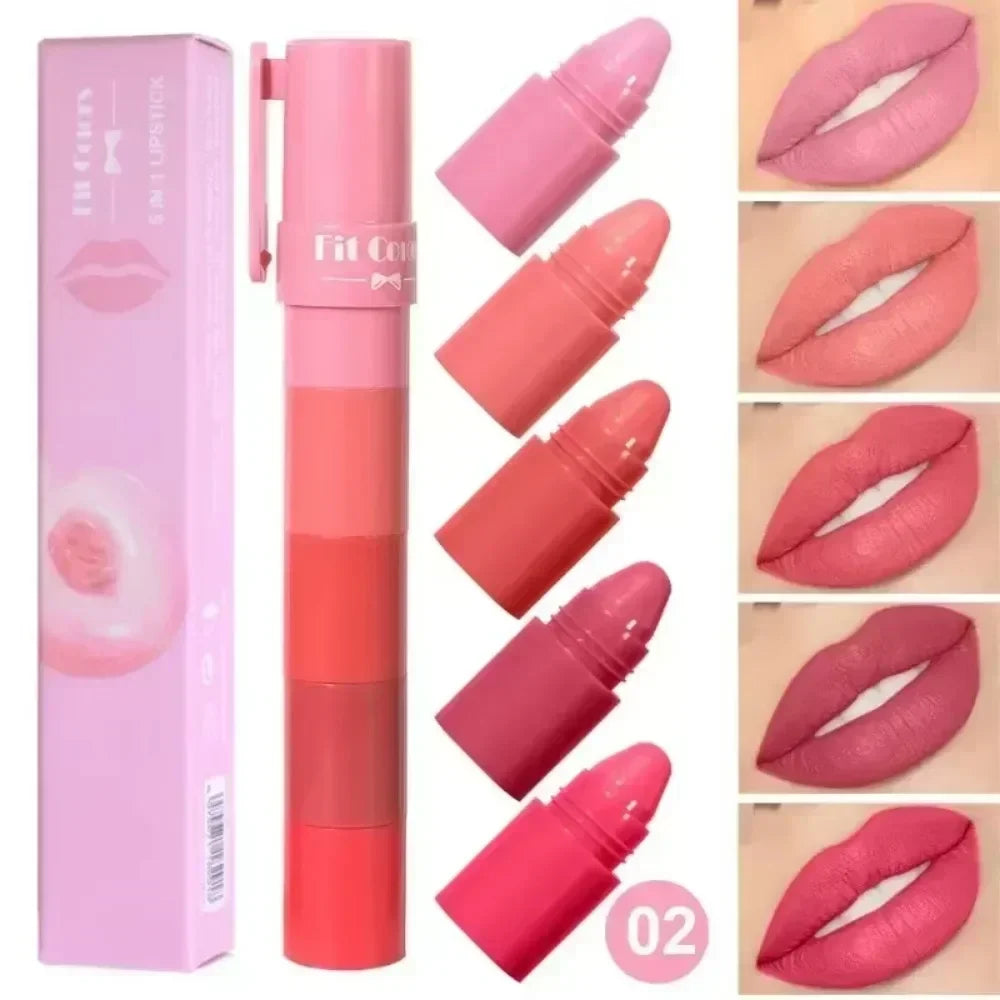 4 in 1 Cute Matte Lipstick Crayon Kit Combo Purple Lip Tint Velvet Sexy Moisturizing Lipstick Pen Waterproof Lasting Lip Makeup