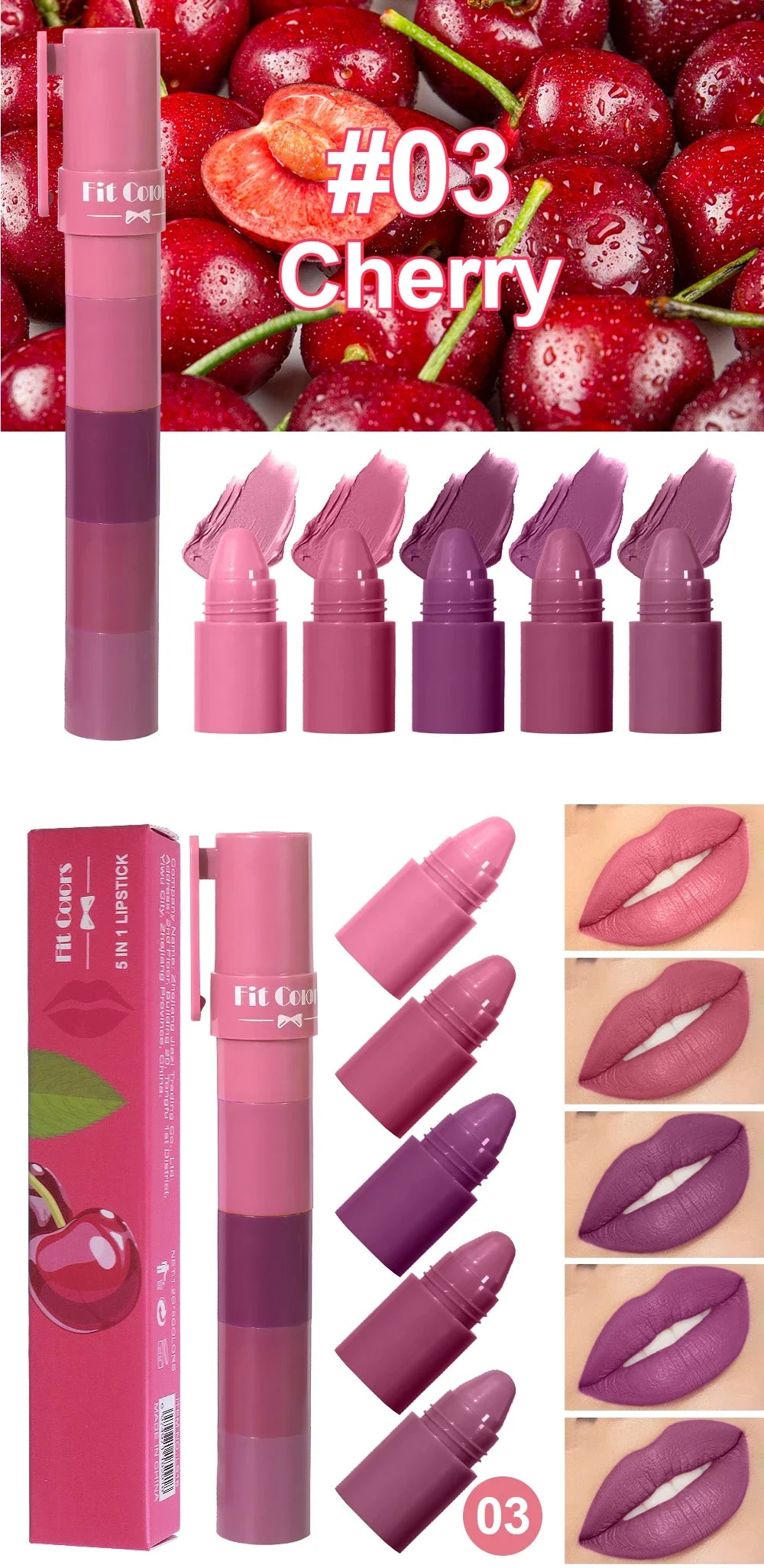 4 in 1 Cute Matte Lipstick Crayon Kit Combo Purple Lip Tint Velvet Sexy Moisturizing Lipstick Pen Waterproof Lasting Lip Makeup