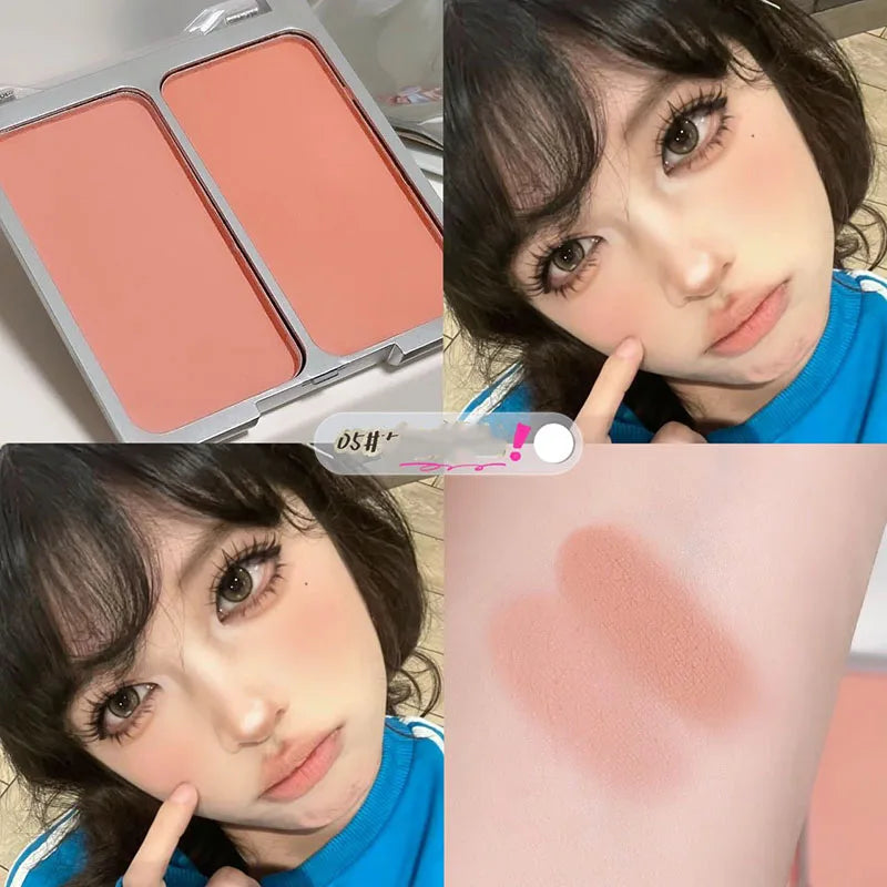 Two-tone Blush Powder Palette Natural Matte Brighten Skin Blusher Milk Peach Pink Purple Apricot Rubor Rouge Korean Dupes Makeup