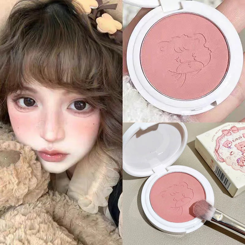 Cute Powder Blusher Natural Matte Brightening Rouge Peach Pink Blusher Face Cheek Tint Blush Contour Makeup Palette Cosmetics