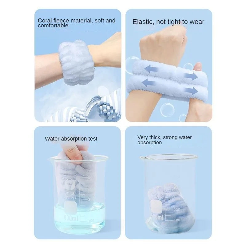 2/3Pcs Bow Headband Wristband Set Towel Elastic Soft Washing Face Shower Make Up Yoga Sports Skincare Headband For Women Girls