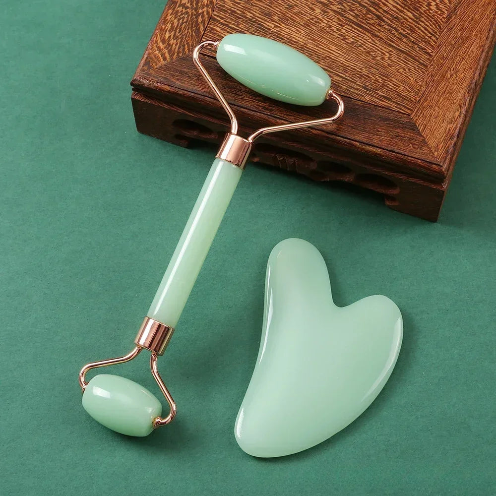 Gua Sha Massage Board for Face Rose Pink Guasha Set Plate Jade Face Massager Scrapers Tools for Face Neck Back Body