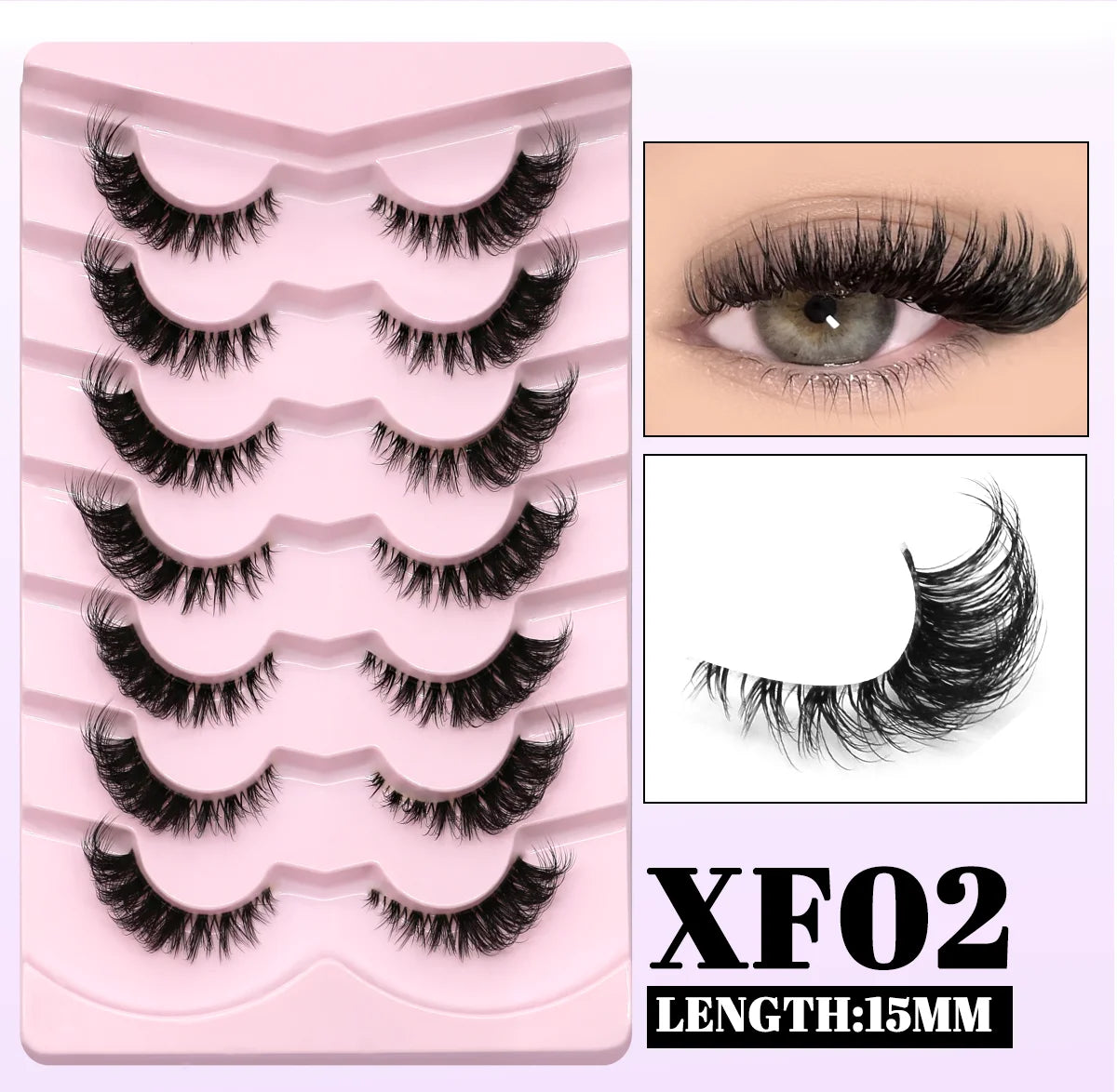 GROINNEYA Cat Eye Lashes Natural long Clear Band Lashes Winged End Eye Elongated Eyelashes Faux Mink Eyelashes Makeup