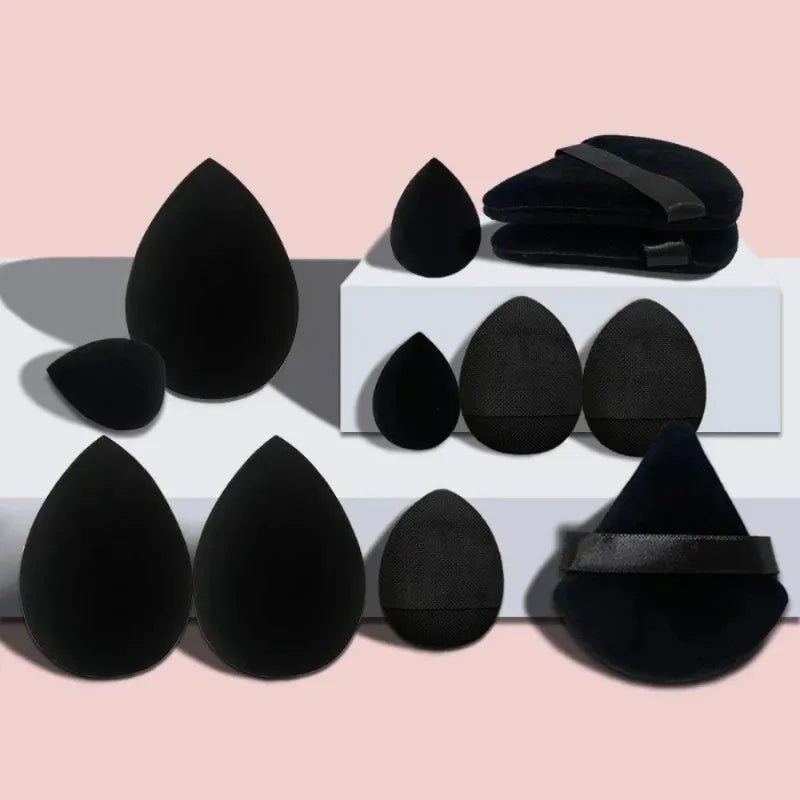 12Pcs Makeup Sponge Velvet Triangle Powder Puff Face Finger Puffs Mini Beauty Egg Liquid Foundation Tools Make Up Accessories