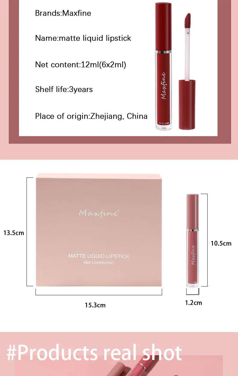 6-color Lip Gloss Liquid Lip Gloss Cosmetic Liquid Lipstick Stain-proof Waterproof Lip Gloss