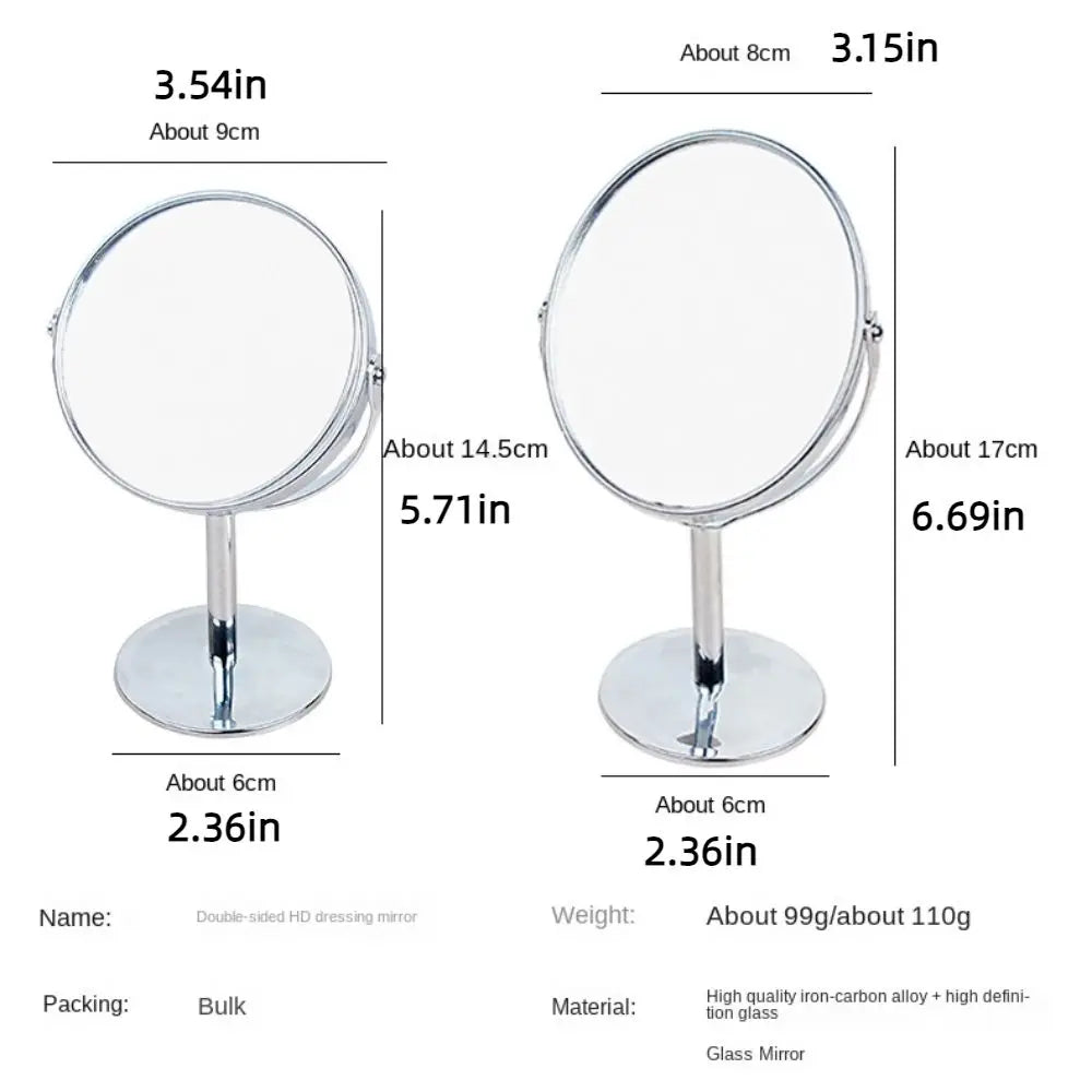 High Quality Iron-carbon Alloy Makeup Mirror Glass Oval Double Cosmetic Mirror Silver Mirror