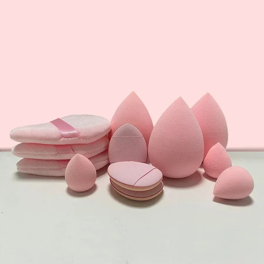 12Pcs Makeup Sponge Velvet Triangle Powder Puff Face Finger Puffs Mini Beauty Egg Liquid Foundation Tools Make Up Accessories