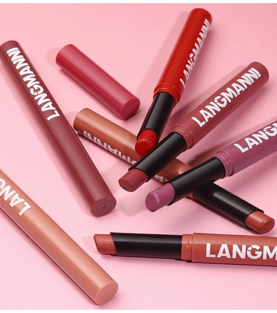 LANGMANNI 12 Color Matte Lipstick Soft Silky Texture Quick Dry Waterproof Long Lasting Non Fading Fashion Hot Sales Lipstick 2g