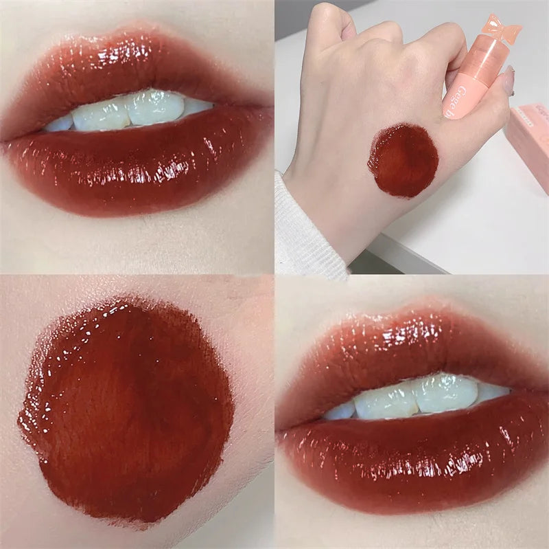 Waterproof Mirror Bow Tie Lip Gloss 6 Colors Sparkling Glitter Liquid Lipstick Shimmer Pearl Lip Gloss Jelly Lip Korean Make Up