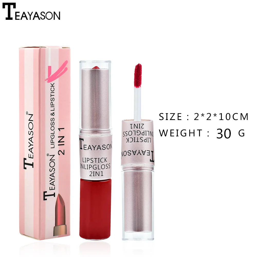 Long Lasting Velvet Matte Lipstick Double Head Lip Gloss Non-stick Cup Lip Gloss Tint Plumper Waterproof Lipstick Makeup