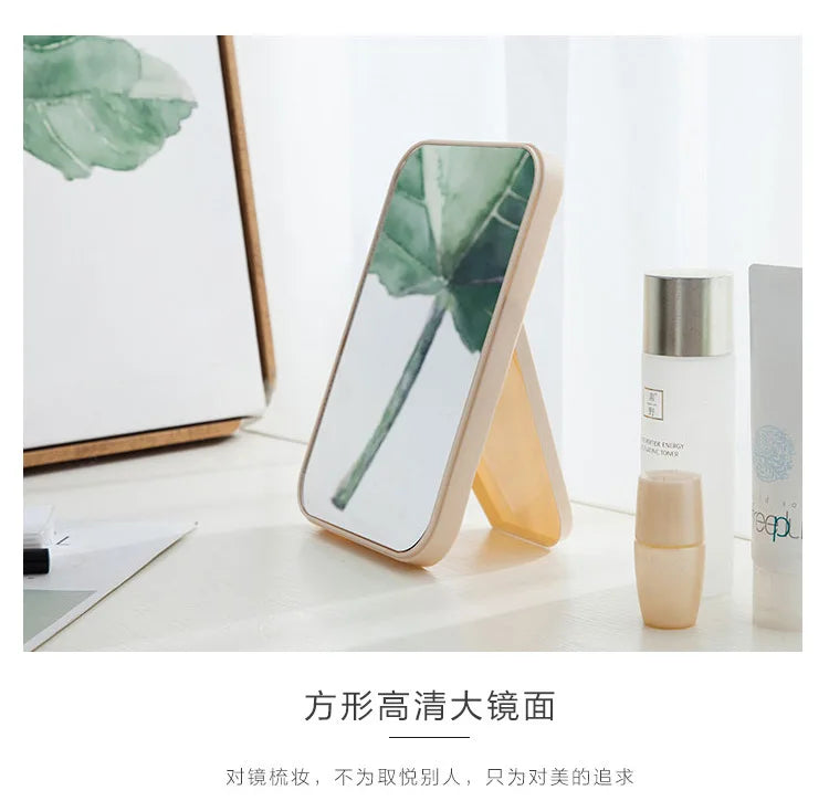 Small Folding Makeup Mirror Portable Makeup Mirror Student Dormitory Desktop Desktop Small Mirror Wholesale Square Mirrors