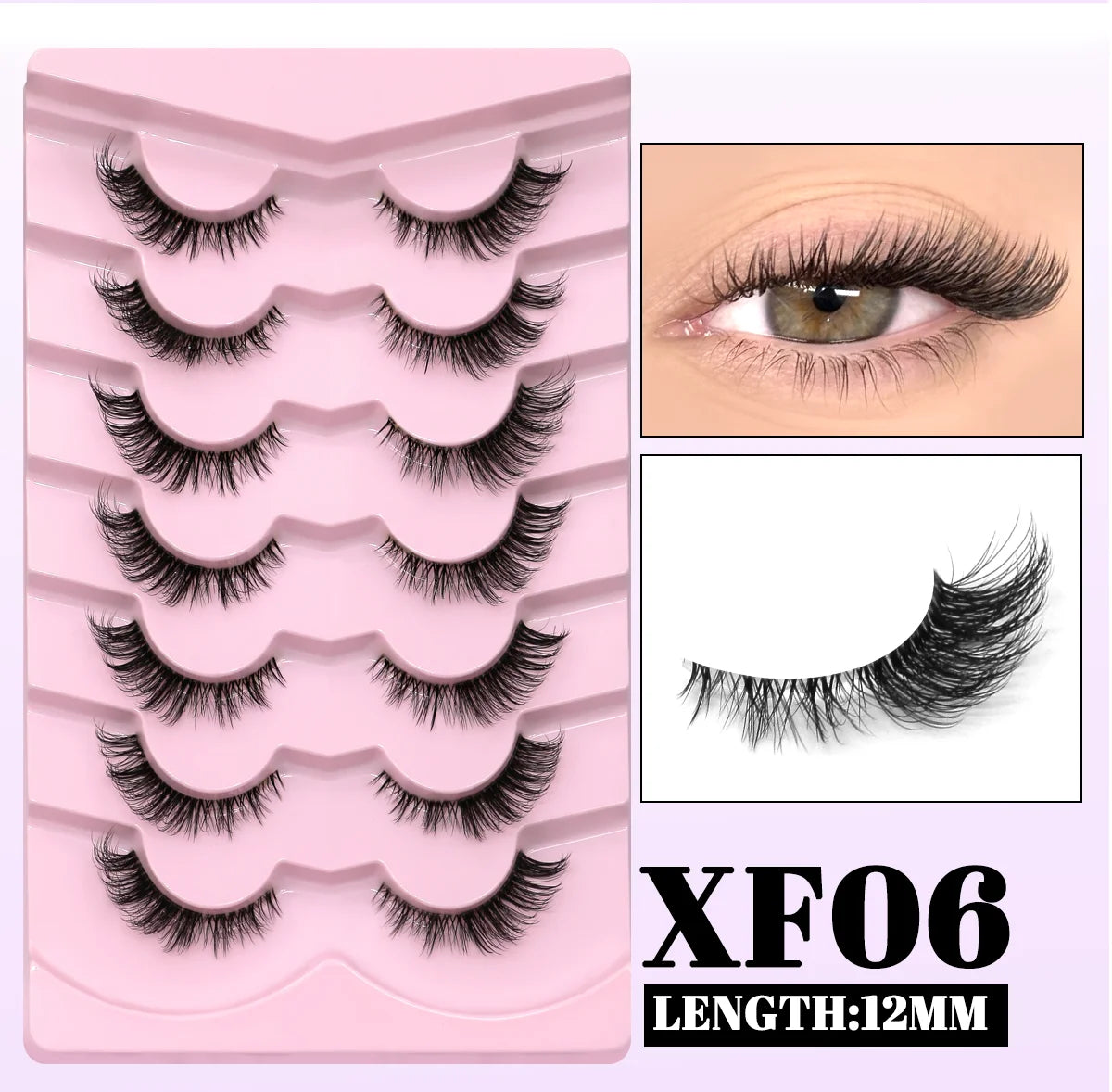 GROINNEYA Cat Eye Lashes Natural long Clear Band Lashes Winged End Eye Elongated Eyelashes Faux Mink Eyelashes Makeup