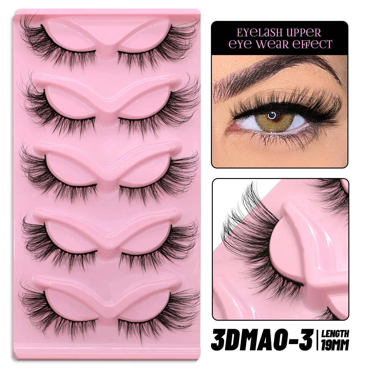 GROINNEYA Cat Eye Lashes Natural long Clear Band Lashes Winged End Eye Elongated Eyelashes Faux Mink Eyelashes Makeup