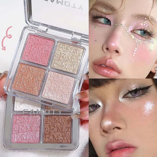 4 Colors Diamond Highlighter Powder Palette Glitter Face Contour Brighten Makeup Shimmer Ultra-concentrated Illuminate Cosmetic