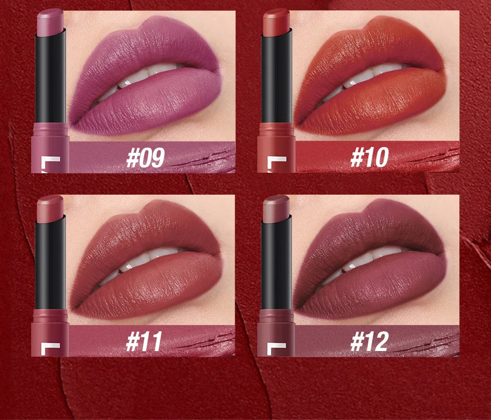 LANGMANNI 12 Color Matte Lipstick Soft Silky Texture Quick Dry Waterproof Long Lasting Non Fading Fashion Hot Sales Lipstick 2g